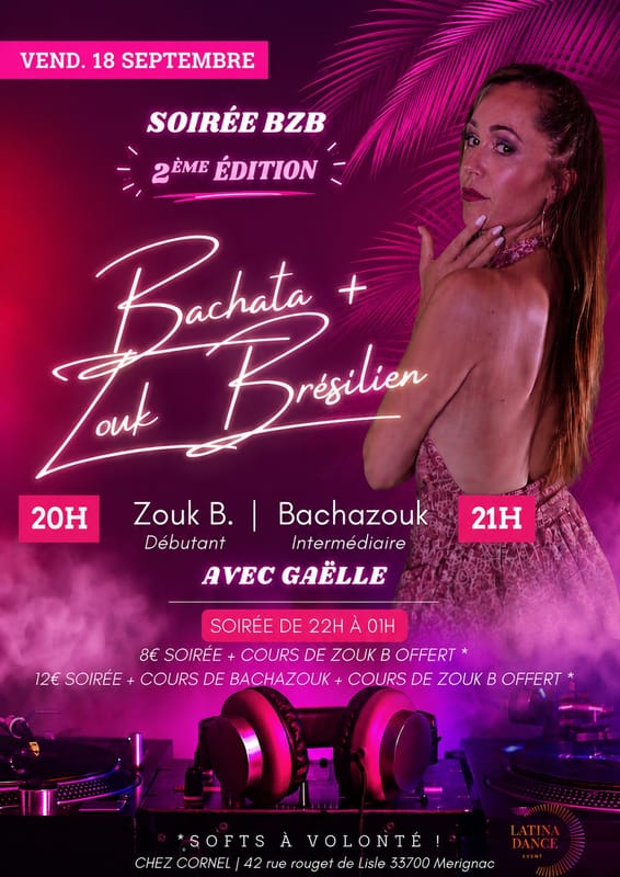 Soirée Mensuelle 50% Bachata 50% Zouk Brésilien