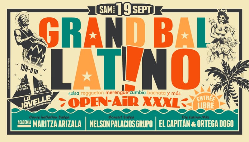 GRAND BAL LATiNO OPEN-AiR XXXL🌴19/09🌴 CoursSalsa🌺ConcertSalsa🌺DjsLatinoMix🌺Food🌺EntréeGratuite