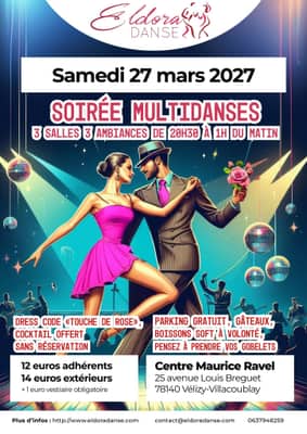 Samedi 27 mars 2027 - Soirée Multi Danses - 3 salles 3 ambiances