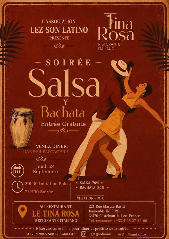 Salsa y Bachata au Tina Rosa - Castelnau Le Lez