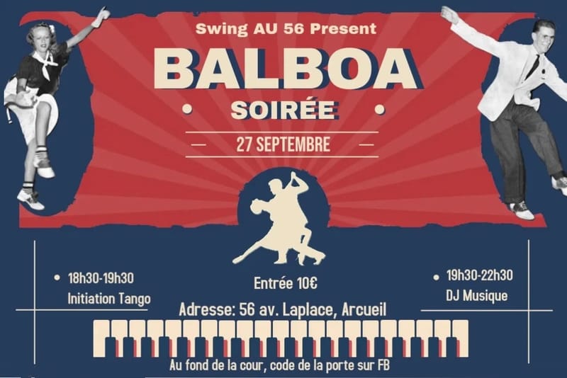 Soirée BALBOA aux 56 avec 2 DJs aux platines & initiation au Tango Argentin