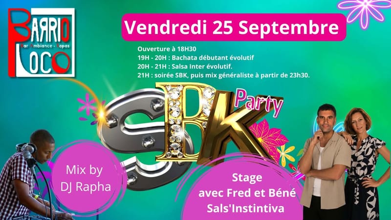 LA MENSUELLE SBK + STAGES OFFERTS : BACHATA - SALSA