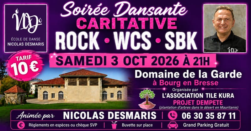 💜 SOIRÉE DANSANTE CARITATIVE – ROCK • WCS • SBK 💜