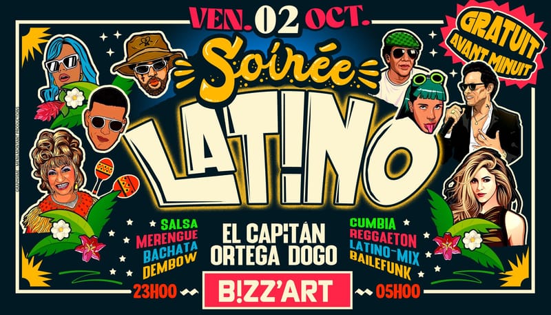 SOiRÉE LATiNO x CANAL ST MARTIN 🌴 Ven.02.Oct.26 💃🕺 au B!ZZART 🌻 ENTRÉE GRATUITE AV.MiNUiT !!!