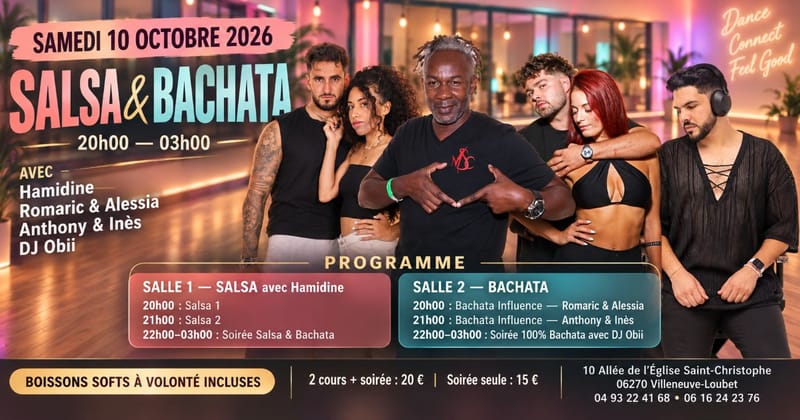 SOIREE SALSA BACHATA AVEC HAMIDINE ANTHONY & INES ROMARIC & ALESSIA. DJ OBII