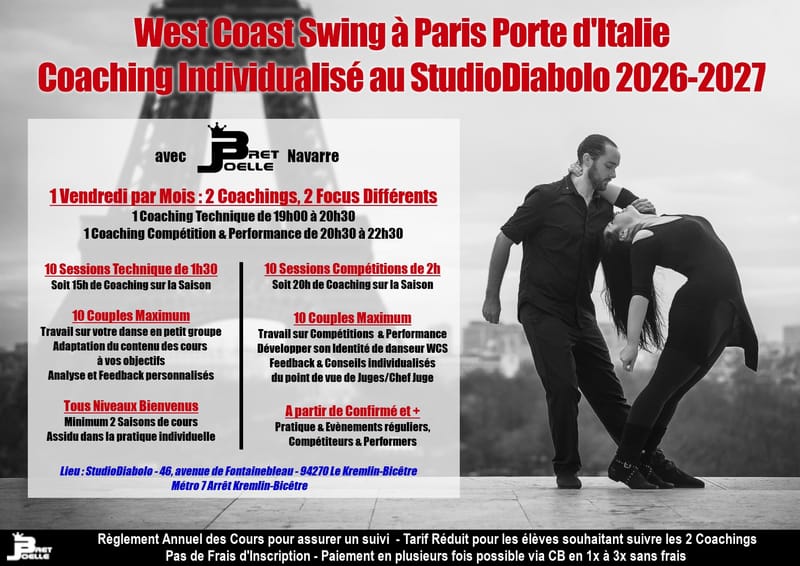 Cours West Coast Swing - Coaching Personnalisé avec Bret & Joëlle Navarre 2026-2027 - Paris