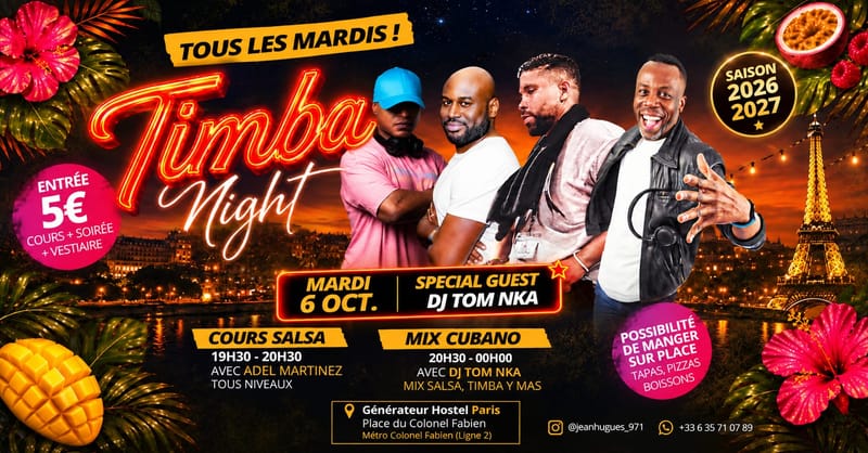 Timba Night - Tous les mardis - Generator Paris