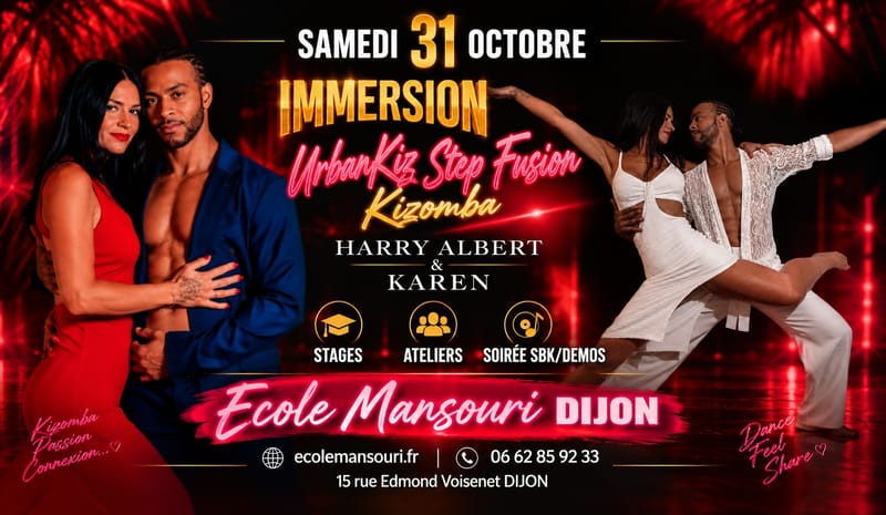 SAVE THE DATE ! DIJON "IMMERSION KIZOMBA" (HARRY et KARENE), Stages, Atelier, Soirée SBK !