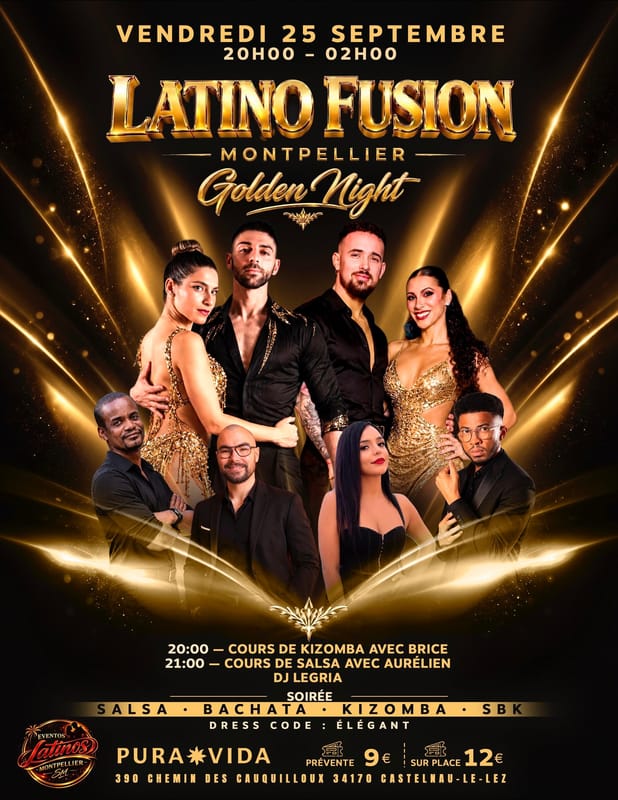 VENDREDI 25 SEPTEMBRE | GOLDEN NIGHT⚜SOIRÉE SALSA • BACHATA • KIZ |📍PURA VIDA MONTPELLIER