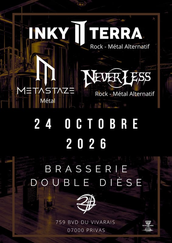 Soirée Métal - Inky Terra / Metastaze / Neverless - Brasserie Double Dièse