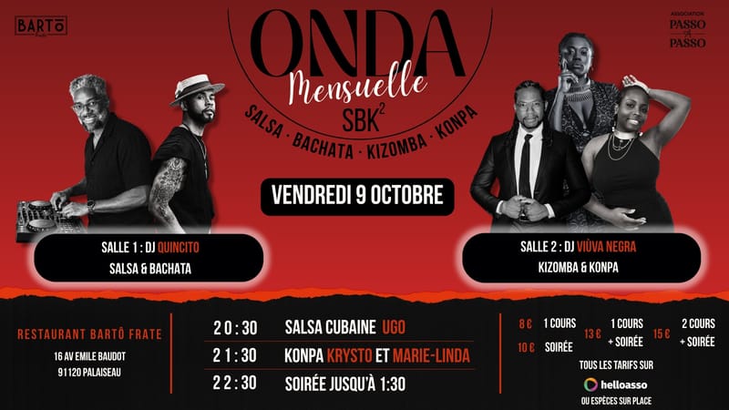 ONDA - soirée mensuelle SBK2 - Salsa Bachata Kizomba Konpa ( kompa)