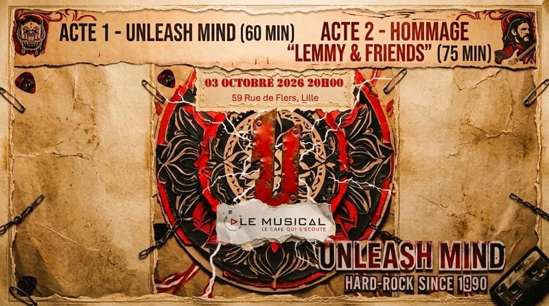 Live: Unleash mind (hard rock metal indus) + Lemmy & friends (cover motor head)