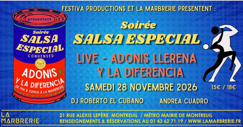 Soirée Salsa Especial - Concert Adonis Llerena Y La Diferencia