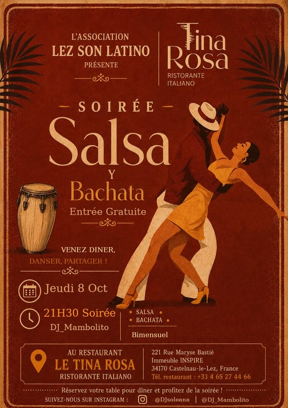 Salsa y Bachata au Tina Rosa - Castelnau Le Lez