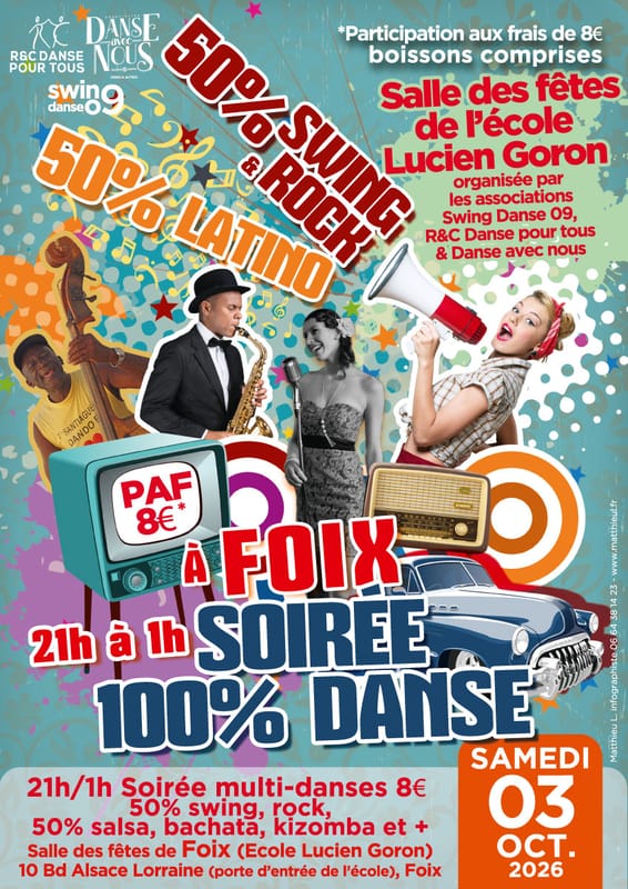 Soirée 100% Danse : 50% Swing et Rock et 50% Latino