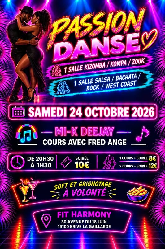 💃PASSION DANSE 🕺🏿2 salles 2 ambiances