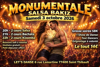 MONUMENTALE SALSA BAKIZ le samedi 3 Octobre à Saint Thibault 77.