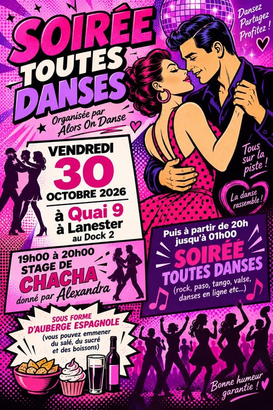 STAGE DE CHACHA + SOIREE AUBERGE ESPAGNOLE TOUTES DANSES