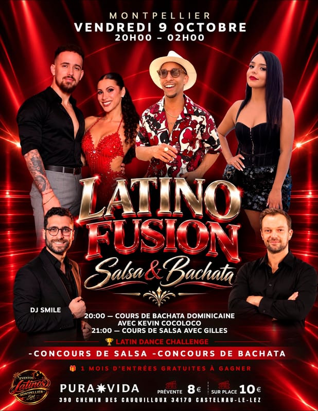 SOIRÉE• SALSA & BACHATA • DJ SMILE • VENDREDI 9 OCTOBRE • 📍PURA VIDA MONTPELLIER