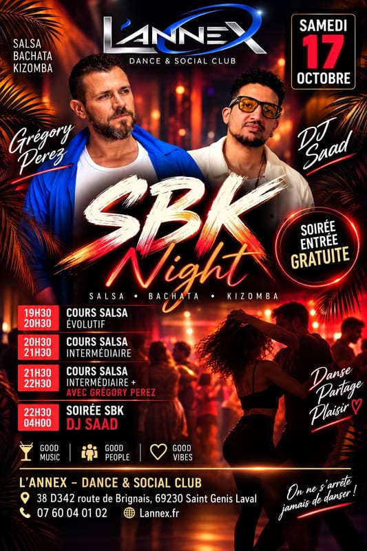 🔷SBK NIGHT🔷COURS Salsa🔷SOIRÉE SBK🔷