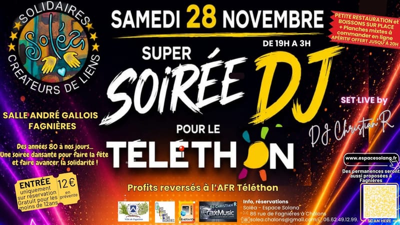 Grande soirée dansante TÉLÉTHON 2026 SOLÉA/FAGNIÈRES