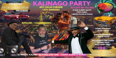 KALINAGO PARTY Soirée et cours Salsa Cubaine Top Djs et Teacher au Café du Village