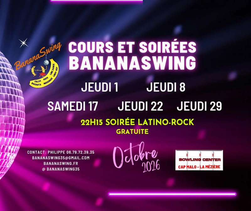 Cours de rock & bachata (4 niveaux) + soirée SBKR au Bowling Center Cap Malo