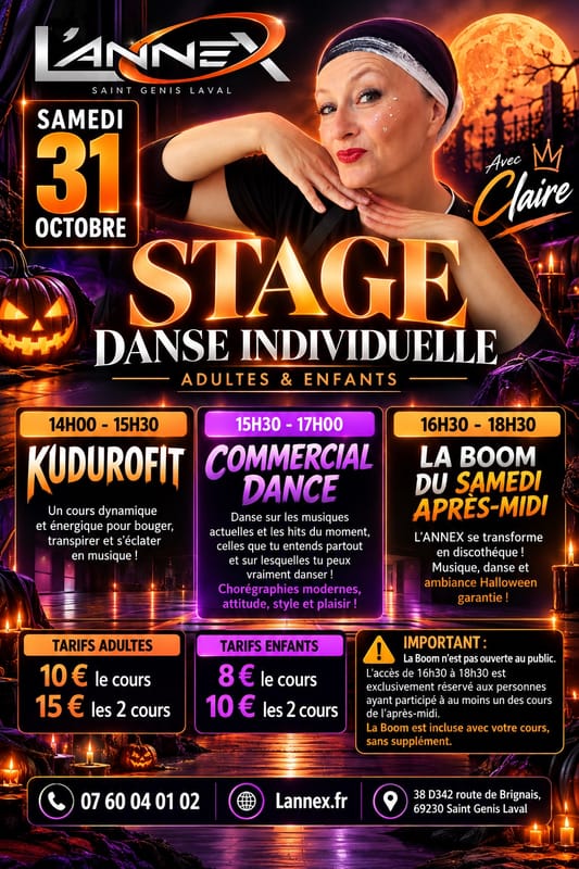 🎃STAGE DANSE INDIVIDUELLE🎃PARENT ET ENFANT🎃avec BOOM🎃