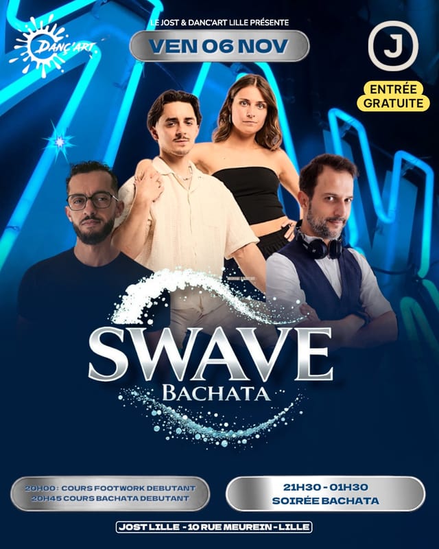 SWAVE BACHATA LILLE : cours et soirée gratuite 🌊 💃🕺 nov 2026