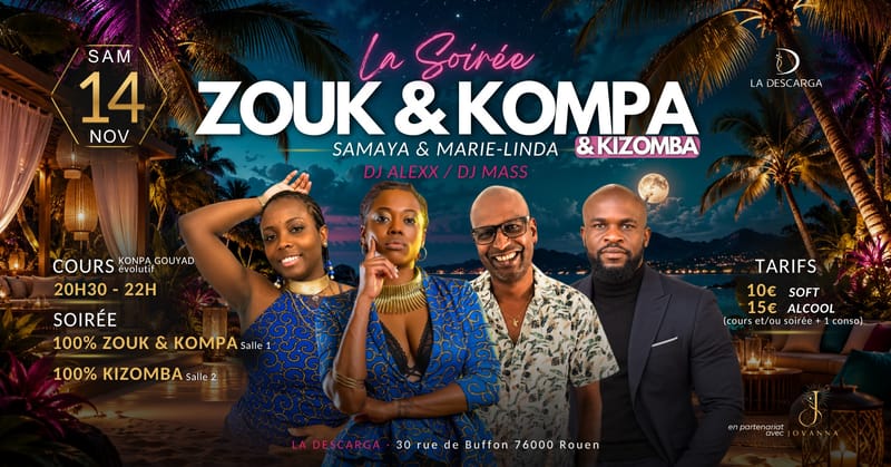 La soirée Zouk & Kompa à La Descarga (avec une salle Kizomba)