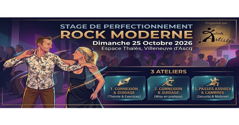 STAGE DE PERFECTIONNEMENT ROCK MODERNE, Dimanche 25 Octobre 2026 de 17h à 20h30 avec Sam Rock