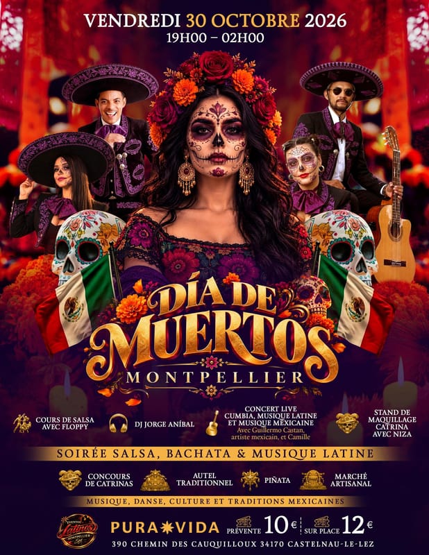 💀🇲🇽 SOIRÉE DÍA DE MUERTOS – VENDREDI 30 OCTOBRE | 📍PURA VIDA MONTPELLIER