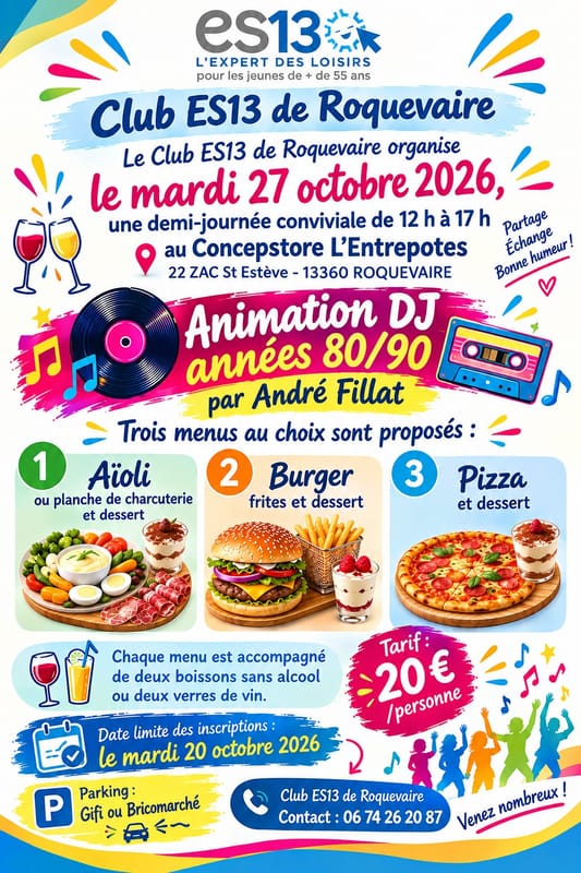 Après-midi Dansant Années 80/90 - Club ES13 Roquevaire