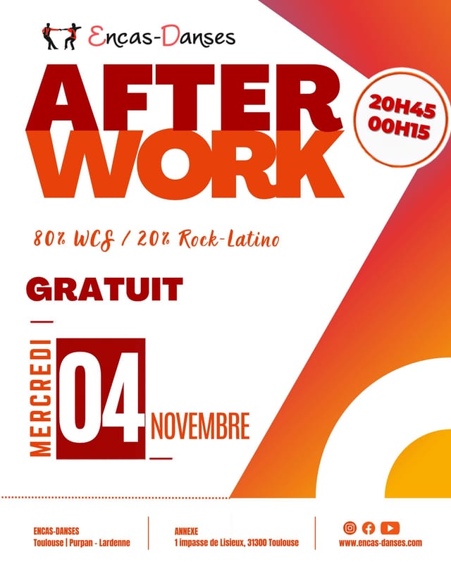 Afterwork Dansant | 80% WCS - 20% Rock-Latino | TOULOUSE