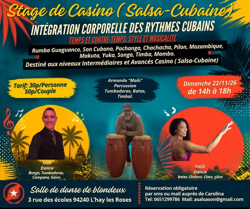 Stage de Casino ( Salsa Cubaine ) et Rythme Cubains